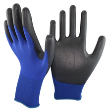 NMSAFETY 18 gauge dark blue nylon liner pu coated gloves